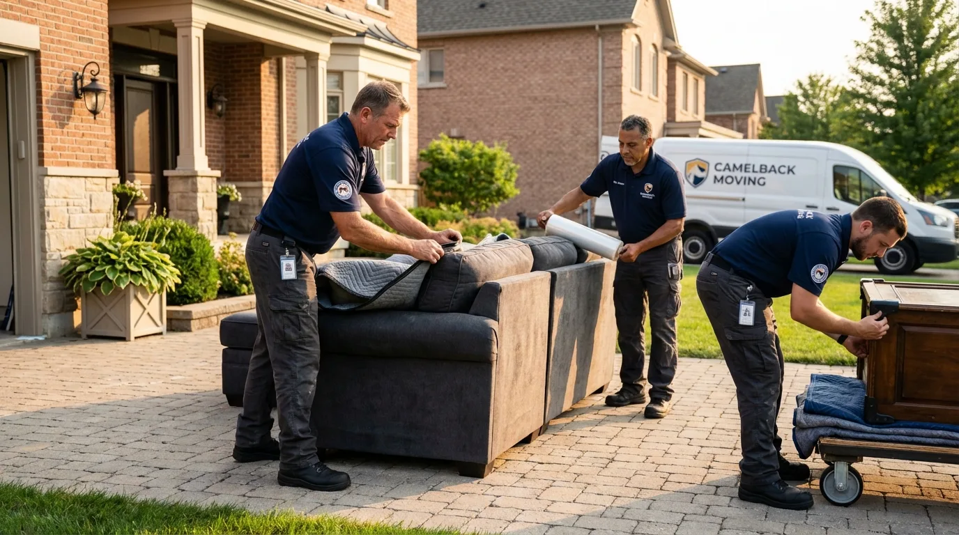Large estate moving crew wrapping furniture in Sandwich, MA